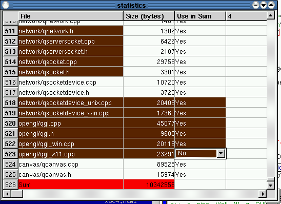 Screenshot of TQTable